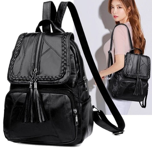 Fashion Leisure Women's Simple Backpack Travel Soft PU Leather Handbag Shoulder Bags for Women Girls